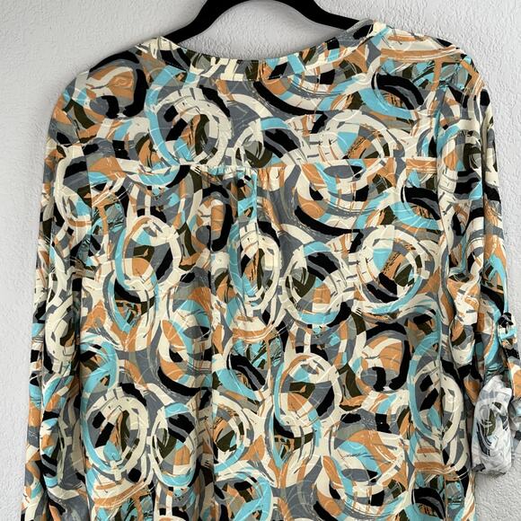 NY Collection Bundle 2 Mixed Prints Roll Tab Sleeve Tunic Tops Petite Large NWT - Picture 9 of 16